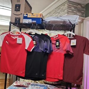 Puma Red and White Casual Short Sleeve Tees